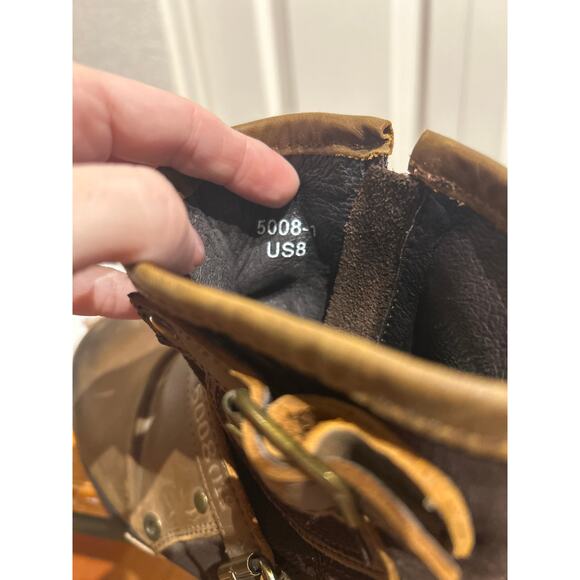 Otto Zone Men's Leather Biker Boots - Picture 6 of 8